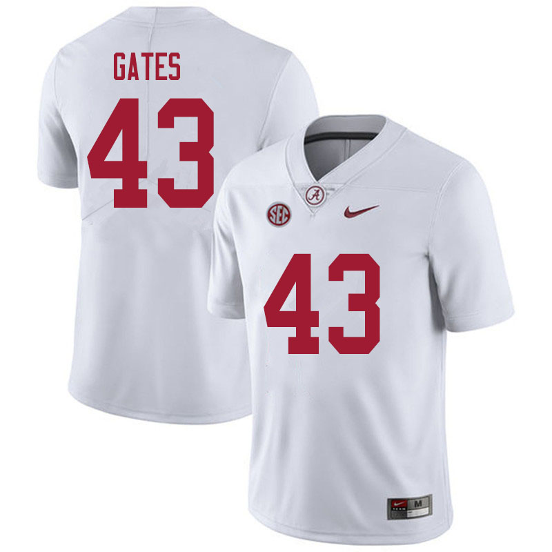 Men #43 A.J. Gates Alabama White Tide College Football Jerseys Sale-White